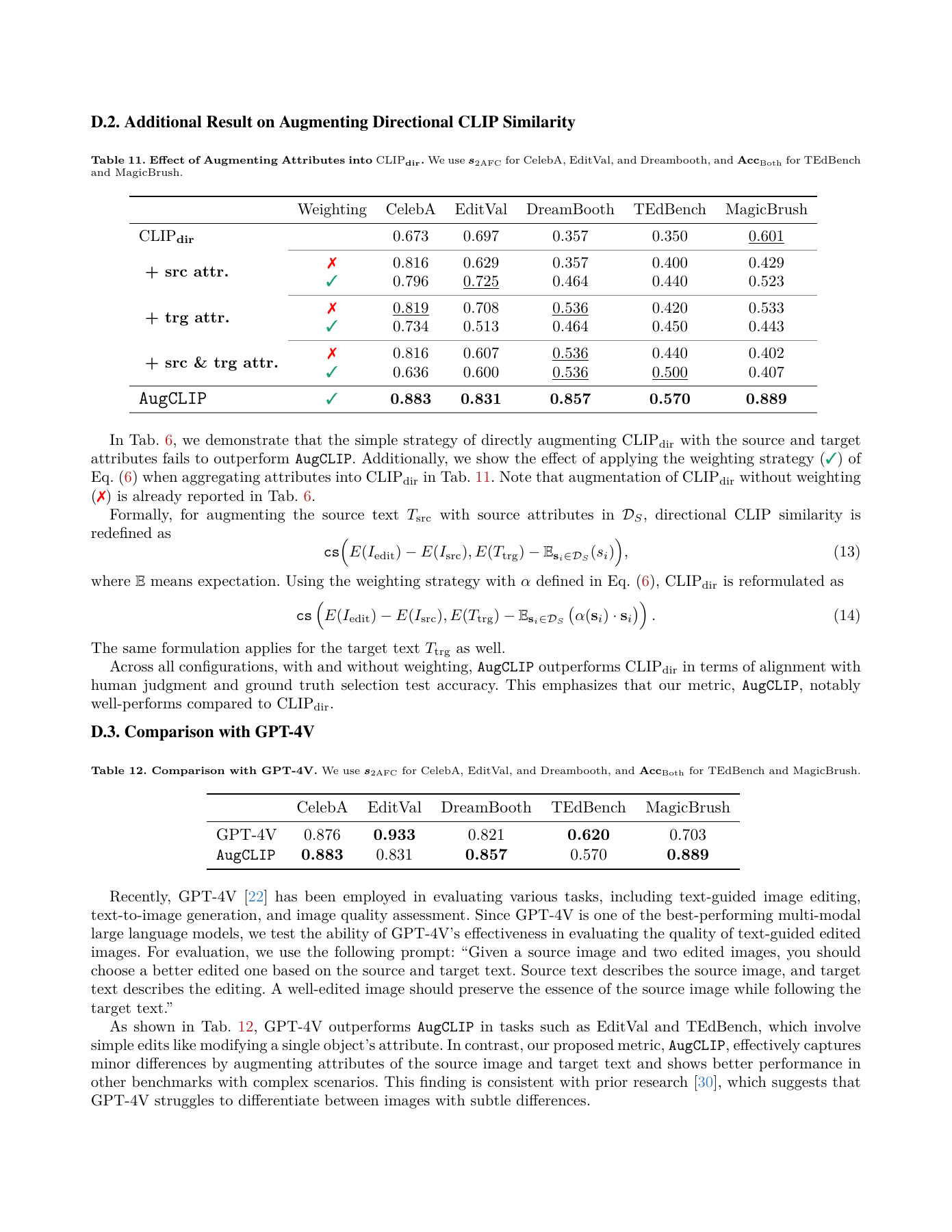 官方补充表12：GPT-4V在EditVal和TEdBench反胜